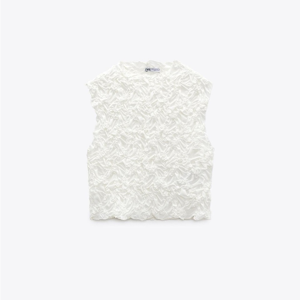 Zara NWOT White Textured Sleeveless Top